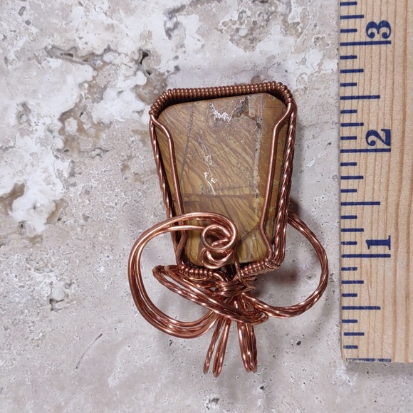 Copper Wire Wrapped Stone Pendant - Picture 4 of 4